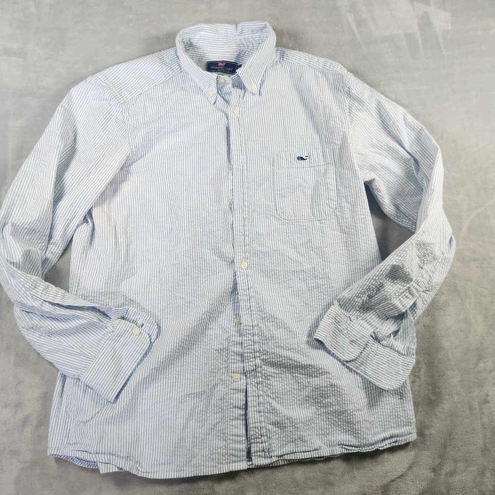 Vineyard Vines Men Seersucker Classic Fit Tucker‎ Button Down Shirt Sz L Striped